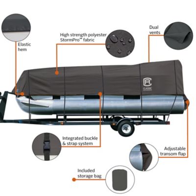 Image showing  StormPro Trailerable Pontoon Boat Cover, Fits 102 in. Beam x 21 ft. to 24 ft., Charcoal