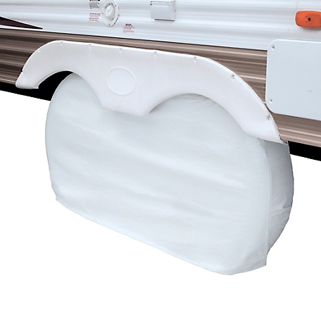 Classic Accessories OverDrive RV Dual Axle Wheel Cover, Snow White, Up to 27 in. Diameter, 8 in. W