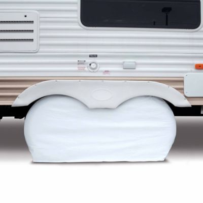 Image showing  OverDrive RV Dual Axle Wheel Cover, Snow White, Up to 27 in. Diameter, 8 in. W