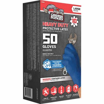 Grease Monkey Disposable Heavy-Duty Latex Work Gloves, Blue, 50-Pack