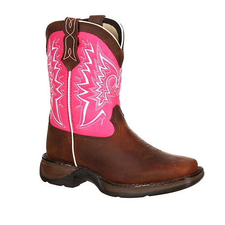 Durango Girls' Lil' Durango Let Love Fly Western Boots, Brown/Pink, 8 in., DWBT093
