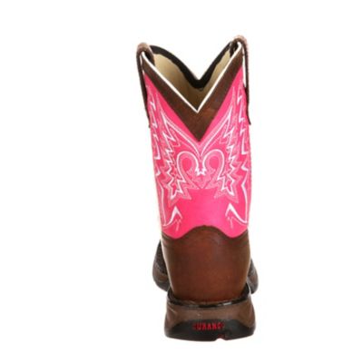 Girls Durango Brown Boots w/Bright Pink Tops Style DWBT093 