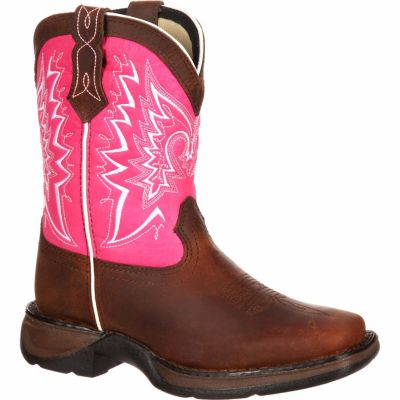 Durango Girls' Lil' Durango Let Love Fly Western Boots, Brown/Pink, 8 in., DWBT094