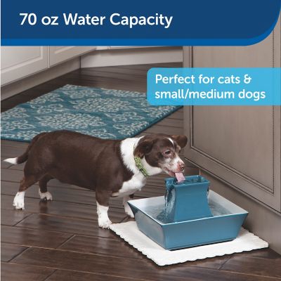 Image showing  70 oz. Drinkwell Ceramic Pagoda Pet Water Fountain, Blue