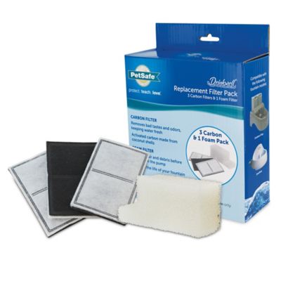 PetSafe Drinkwell Outdoor Pet Fountain Replacement Filter pk., 3 Carbon Filters & 1 Foam Filter