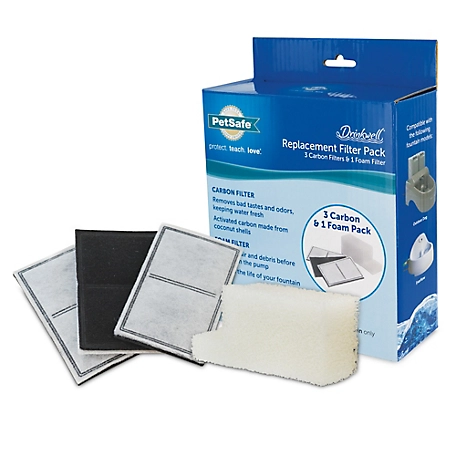 PetSafe Drinkwell Outdoor Pet Fountain Replacement Filter Pack, 3 Carbon Filters & 1 Foam Filter