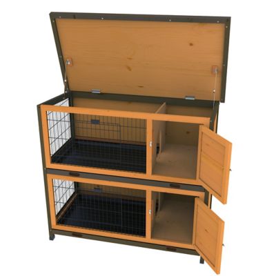 Image showing  2-Story Outdoor Premium+ Double Decker Rabbit Hutch, 46 in. x 24 in. x 41 in.