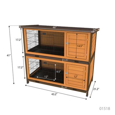 Image showing  2-Story Outdoor Premium+ Double Decker Rabbit Hutch, 46 in. x 24 in. x 41 in.
