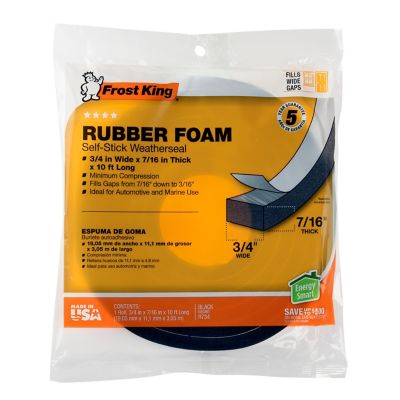 Frost King Rubber Foam Self-Stick Weather Seal, Black, 7/16 in. x 3/4 in. x 10 ft., Fits Gaps Between 9/16 and 1/4 in.