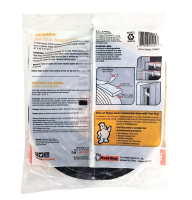 Image showing  Rubber Foam Self-Stick Weather Seal, Black, 7/16 in. x 3/4 in. x 10 ft., Fits Gaps Between 9/16 and 1/4 in.