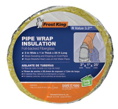 Frost King Foil-Backed Fiberglass Pipe Wrap, 3 in. Wide x 25 ft. Long