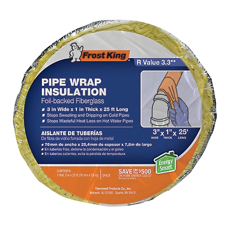 Frost King Foil-Backed Fiberglass Pipe Wrap, 3 in. Wide x 25 ft. Long