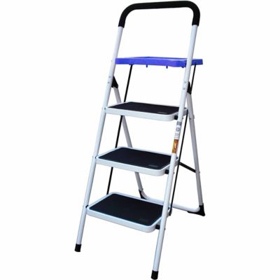 AmeriHome 3-Step 300 lb. Capacity Steel Utility Stool with Utility Tray