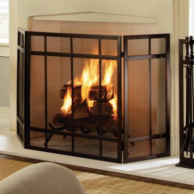 Image showing  Mission Style 3-Panel Fireplace Screen