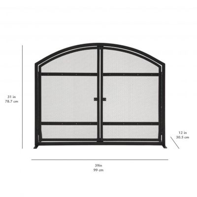 Image showing  39 in. x 31 in. Harper Mesh Fireplace Screen with Doors