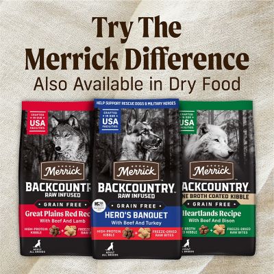 Image showing 6 th Merrick Backcountry All Life Stages 96% Real Beef Pate Wet Dog Food, 12.7 oz. Can