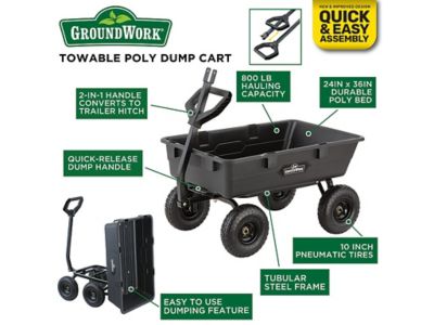 Image showing 6 th GroundWork 5 cu. ft. 800 lb. Capacity Towable Poly Dump Cart