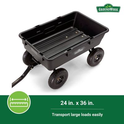 Image showing 7 th GroundWork 5 cu. ft. 800 lb. Capacity Towable Poly Dump Cart