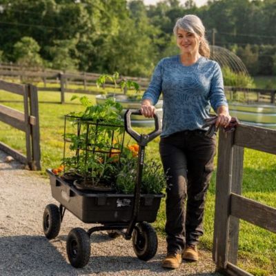 Image showing 8 th GroundWork 5 cu. ft. 800 lb. Capacity Towable Poly Dump Cart