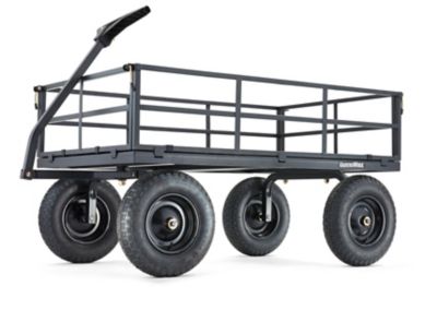 Heavy Duty Steel Yard Cart Garden Lawn Utility Wagon Removable Sides Flatbed 
