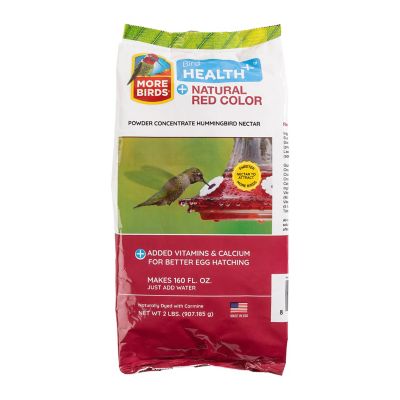 More Birds Bird Health+ Powder Hummingbird Nectar Concentrate, 2 lb., Natural Red This hummingbird nectar is so easy to prepare and birds live it