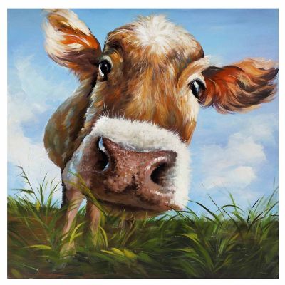 Crestview Collection Hello Cow Canvas Wall Art, 39-1/2 in. x 39-1/2 in. x 1-1/2 in