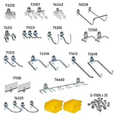 Image showing  26 pc. Hook and Bin Assortment for 1/8 In. and 1/4 In. Pegboard