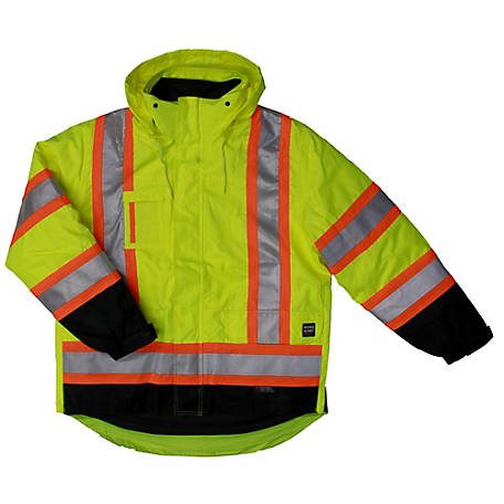 Men Reflective Tape High Visibility Hoodie Coat Safty Work Hooded Jacket Outwear 