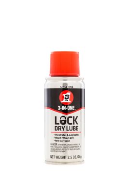 3-In-One 2.5 oz. Lock Dry Lube, Dry Lube for Penetrating Deep and Lubricating Stuck Locks, Smooths the Operation of Locks