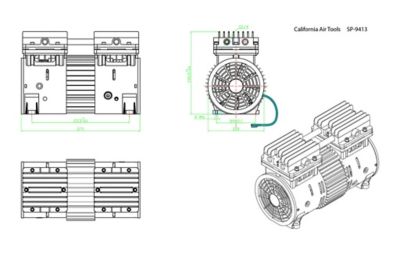 Image showing  1 HP 110V Ultra Quiet and Oil-Free Air Compressor Motor