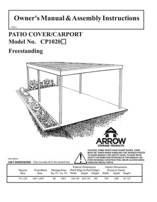 Image showing 2 th Arrow 10 ft. x 20 ft. Carport and Patio Cover, Freestanding, Eggshell