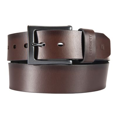 Carhartt Men's Burnished Leather Box Buckle Belt, Black/Gunmetal