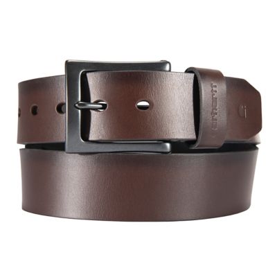 Carhartt Men's Burnished Leather Box Buckle Belt, 1.5 in., Black/Gunmetal