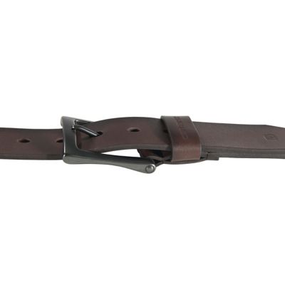 Image showing  Men's Burnished Leather Box Buckle Belt, 1.5 in., Black/Gunmetal