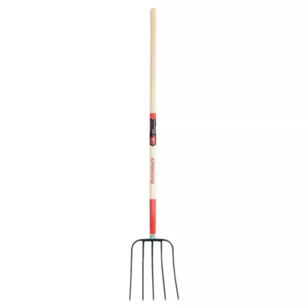 Razor-Back 9.75 in Forged 5-Prong Steel Manure Fork with Wood Handle Rakes & Forks