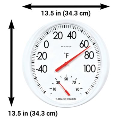 Image showing  13.5 in. Indoor/Outdoor White Analog Thermometer/Hygrometer