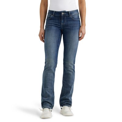 women's straight leg blue jeans