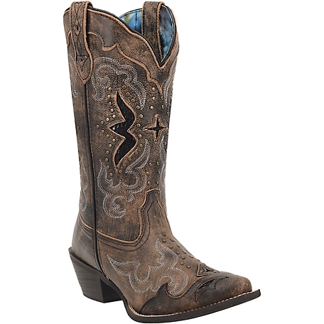 Laredo Women's Lucretia Leather Cowboy Boots, Tan/Black, 13 in.