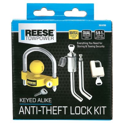 Image showing  Trailer Hitch and Coupler Lock Kit for 1-1/4 in. and 2 in. Receivers, 1/2 in. and 5/8 in. Pin Diameter