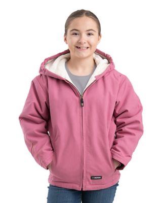 Berne Girls' Sherpa-Lined Softstone Duck Hooded Jacket