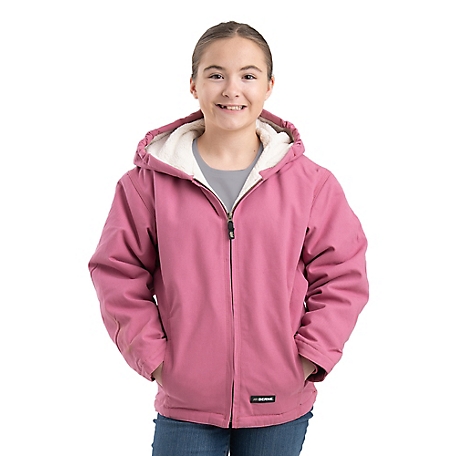 Berne Girl's Sherpa-Lined Softstone Duck Hooded Jacket