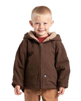 Berne Toddler Softstone Duck Sherpa-Lined Hooded Jacket I love that there is a natural cotton duck outside  to this coat that comes in sizes for all my children!