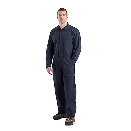 Berne Men's Long-Sleeve Cotton Twill Unlined Coveralls with Leg Zippers