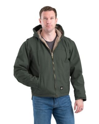 Berne Men's Washed Duck Sherpa-Lined Hooded Jacket