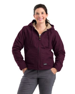 Berne Women's Softstone Cotton Duck Sherpa-Lined Hooded Jacket