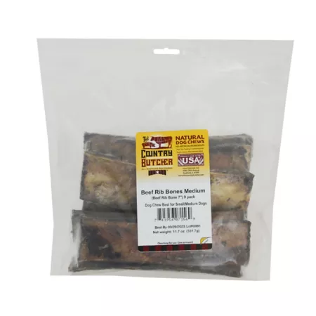 The Country Butcher 7" Prime Rib Bone Dog Chews 9 ct Dog Bones Rawhide & Rawhide Alternative