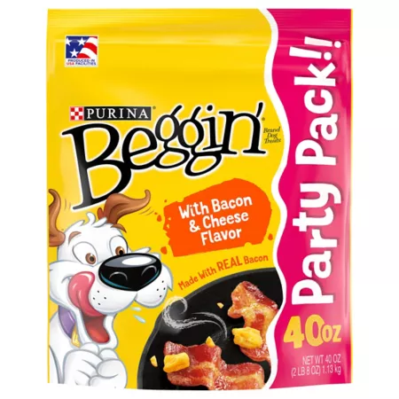 Purina Beggin' Strips Bacon and Cheese Flavors with Real Meat Dog Training Treats 40 oz Poached Dog Soft & Chewy Treats