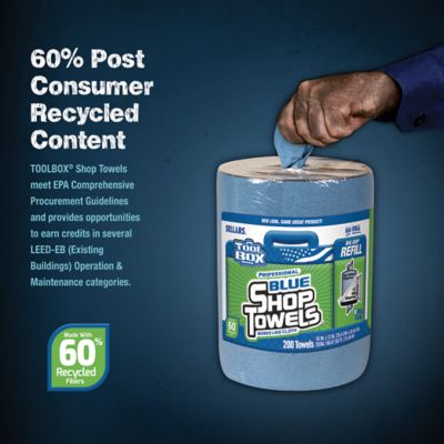 Image showing 7 th TOOLBOX Blue Shop Towels Big Grip Refill, 200 ct.