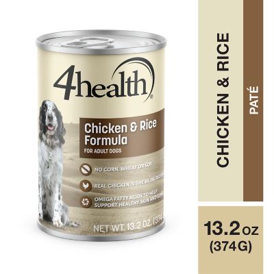 4health with Wholesome Grains Adult Chicken and Rice Recipe Wet Dog Food, 13.2 oz. I really like this dog food and my dogs love it!!  The food has good ingredients and no a lot of junk and the price is great