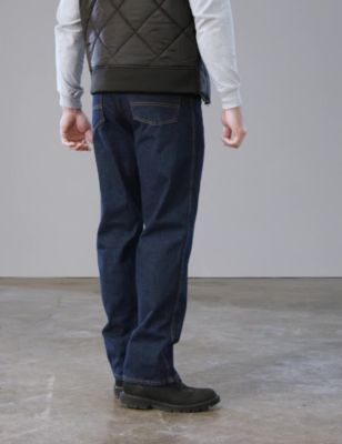 Image showing  Men's Straight Fit Mid-Rise Regular 5-Pocket Denim Work Jeans